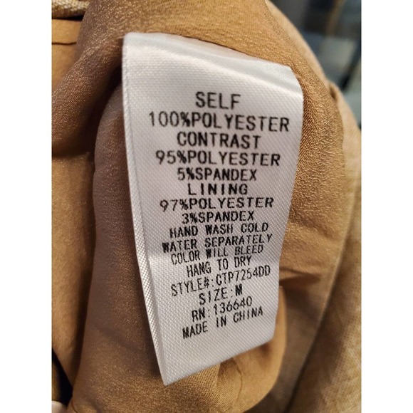 L' Atiste Beige Polyester Full Sleeve Notch Lapel Button Front Bodysuit Blazer M - Picture 9 of 11